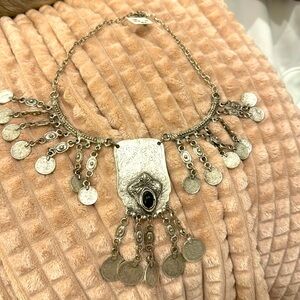 NWT STUNNING SILVER COIN LARGE NECKLACE